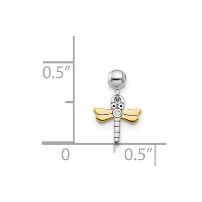 Sterlingsilber Mio Memento Rhodiniert Goldfarben Zirkonia Libelle Charm