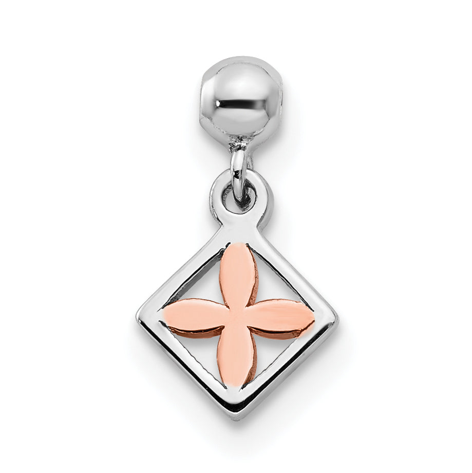 Sterlingsilber Mio Memento Rhodiniert Roséfarben Hängend Blume Charm