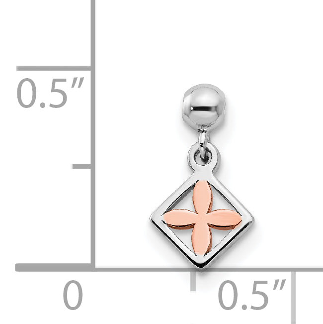 Sterlingsilber Mio Memento Rhodiniert Roséfarben Hängend Blume Charm