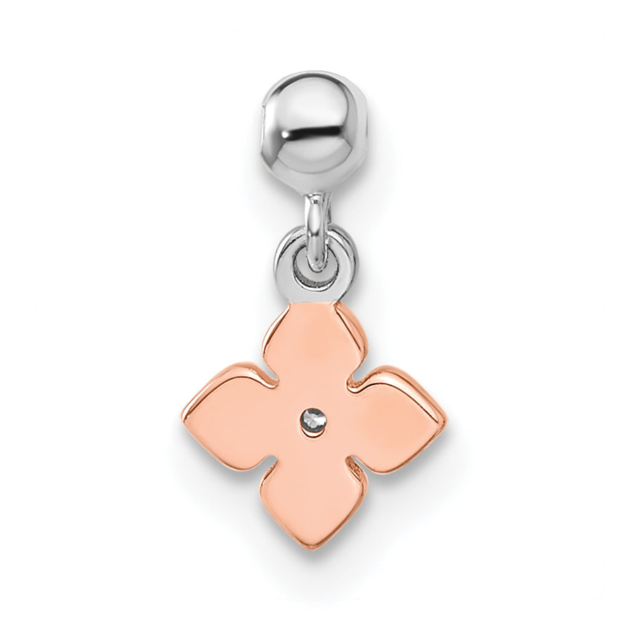Sterlingsilber Mio Memento Rhodiniert Roséfarben Zirkonia Blume Charm