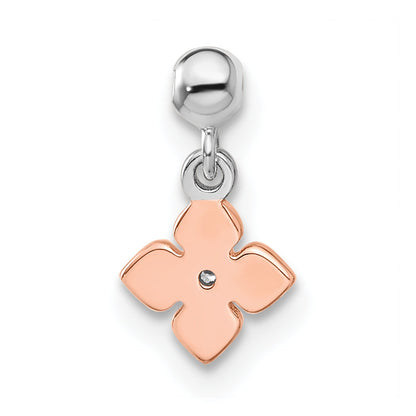 Sterlingsilber Mio Memento Rhodiniert Roséfarben Zirkonia Blume Charm