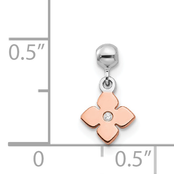Sterlingsilber Mio Memento Rhodiniert Roséfarben Zirkonia Blume Charm