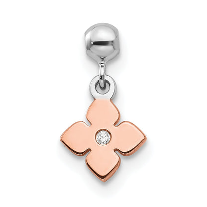 Sterlingsilber Mio Memento Rhodiniert Roséfarben Zirkonia Blume Charm