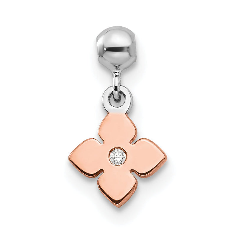 Sterlingsilber Mio Memento Rhodiniert Roséfarben Zirkonia Blume Charm