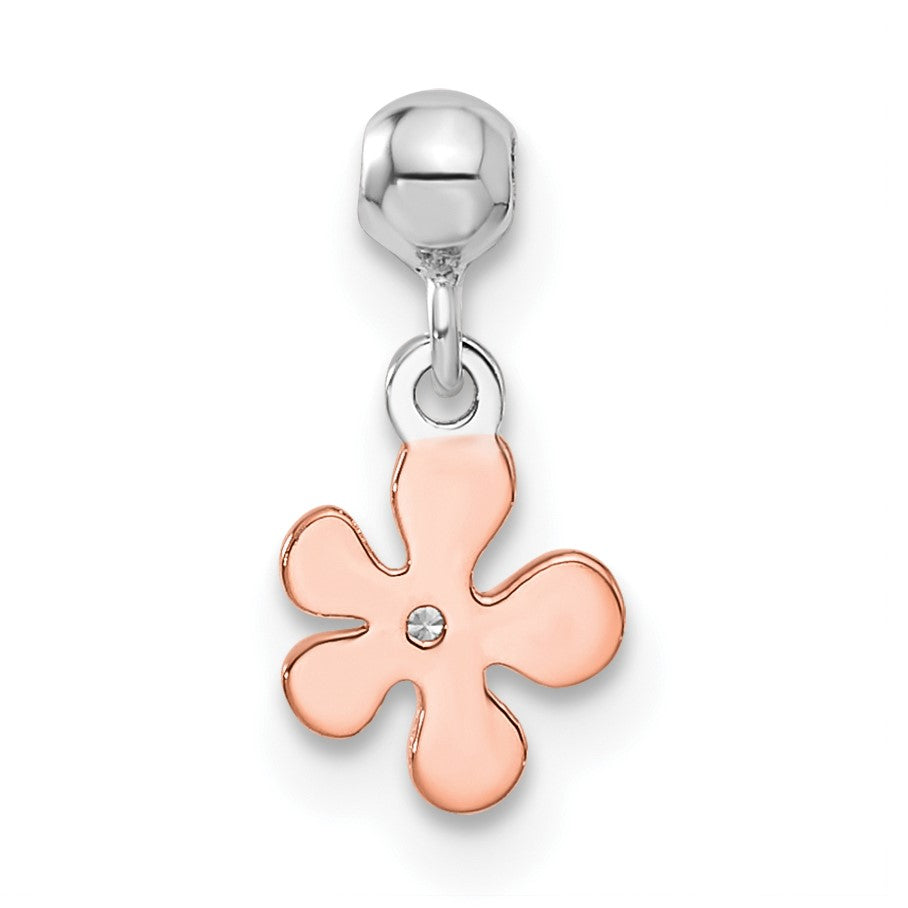 Sterlingsilber Mio Memento Rhodiniert Roséfarben Zirkonia Blume Charm
