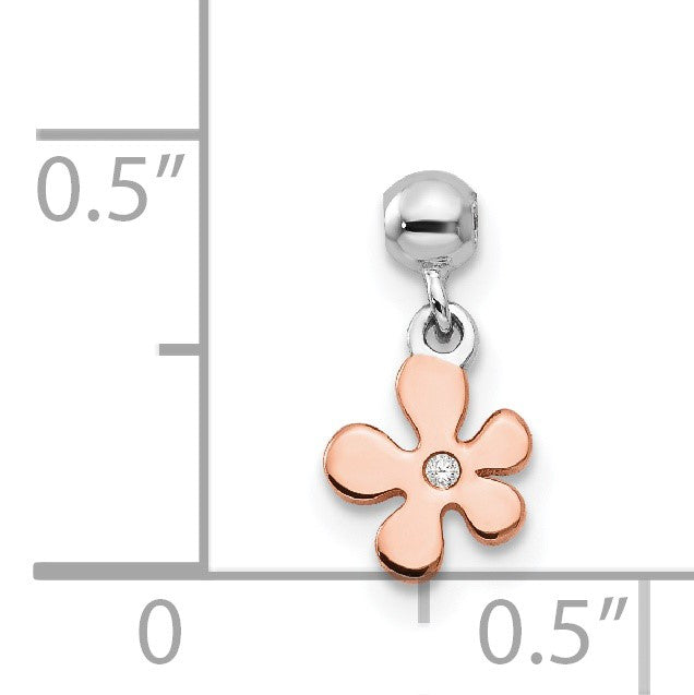 Sterlingsilber Mio Memento Rhodiniert Roséfarben Zirkonia Blume Charm