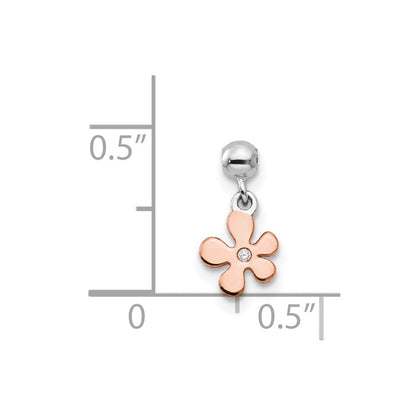 Sterlingsilber Mio Memento Rhodiniert Roséfarben Zirkonia Blume Charm