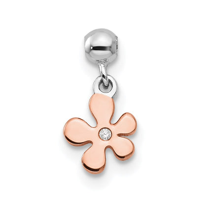 Sterlingsilber Mio Memento Rhodiniert Roséfarben Zirkonia Blume Charm