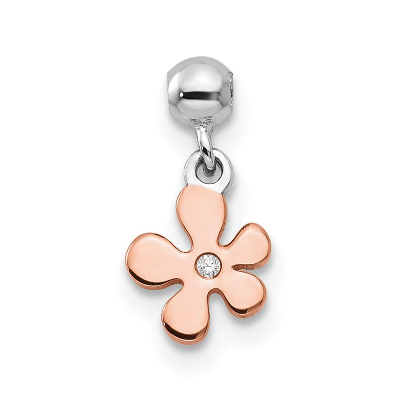 Sterlingsilber Mio Memento Rhodiniert Roséfarben Zirkonia Blume Charm