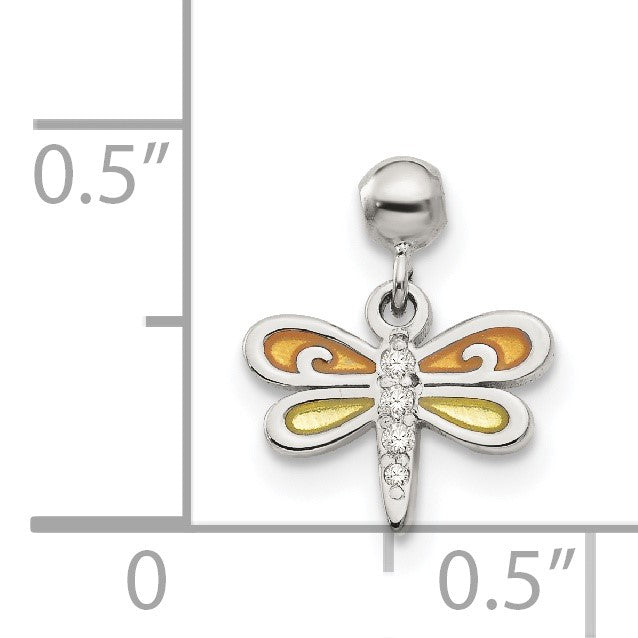 Sterlingsilber Mio Memento Emaille Zirkonia Hängend Libelle Charm