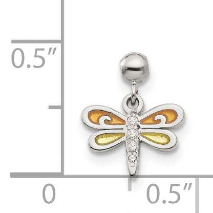 Sterlingsilber Mio Memento Emaille Zirkonia Hängend Libelle Charm
