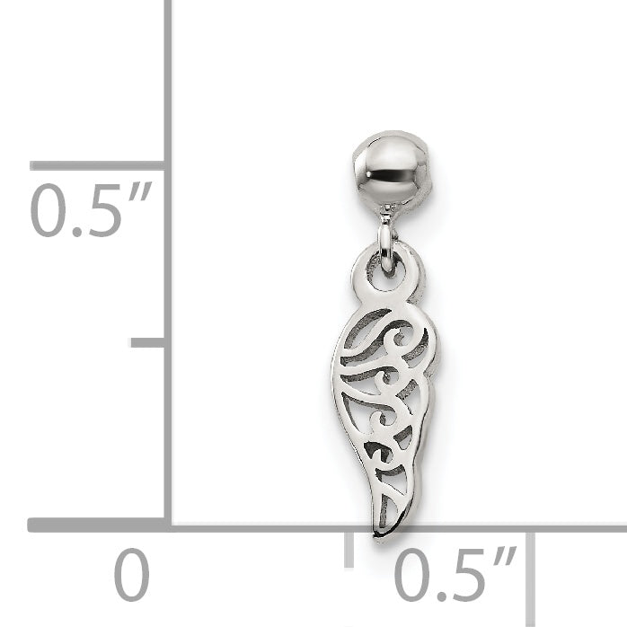 Sterlingsilber Mio Memento Hängend Flügel Charm