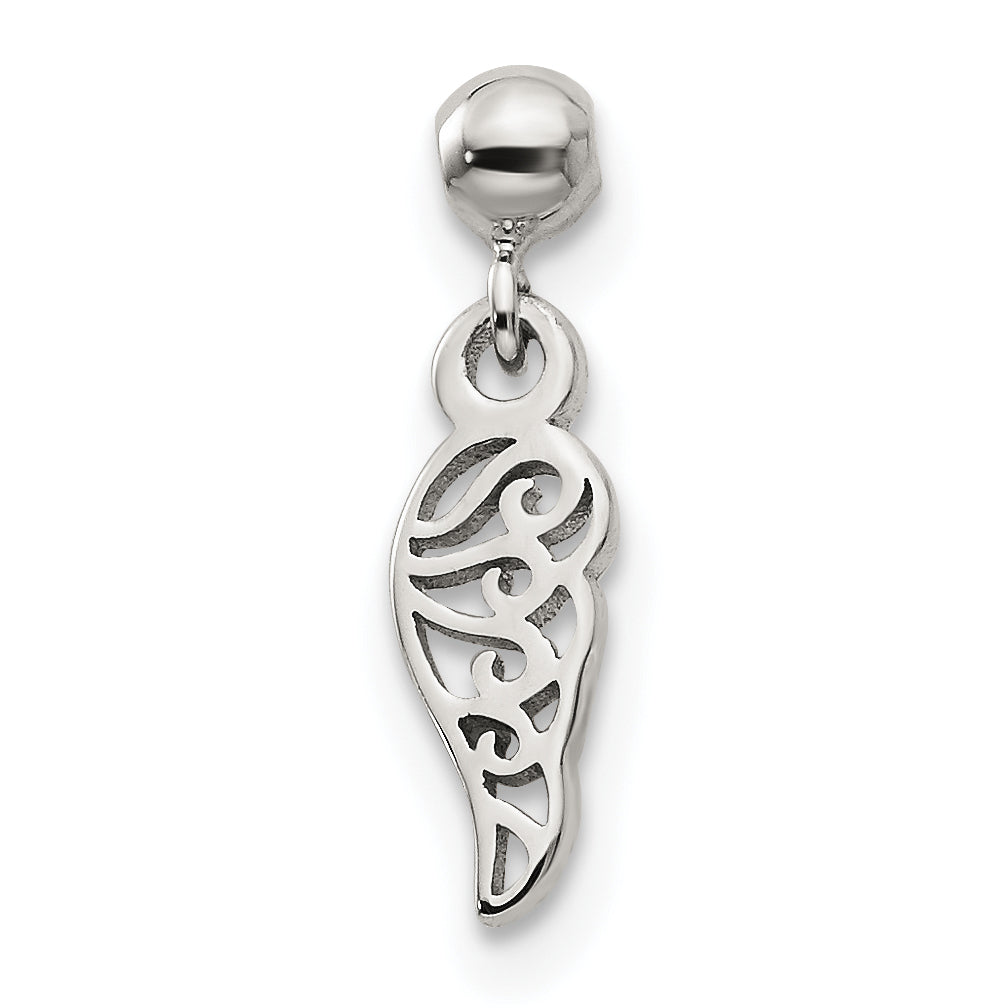 Sterlingsilber Mio Memento Hängend Flügel Charm