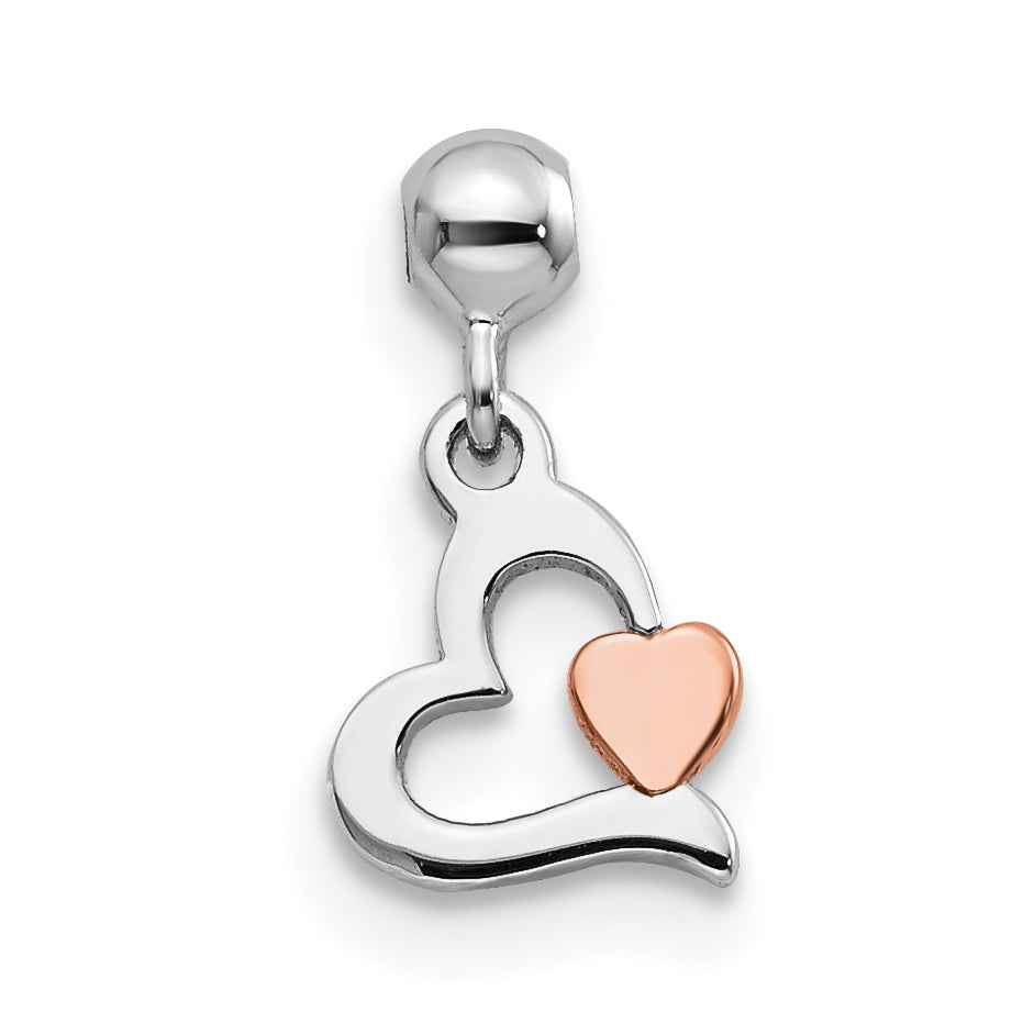 Sterlingsilber Mio Memento Rhodiniert Roséfarben Hängend Herz Charm