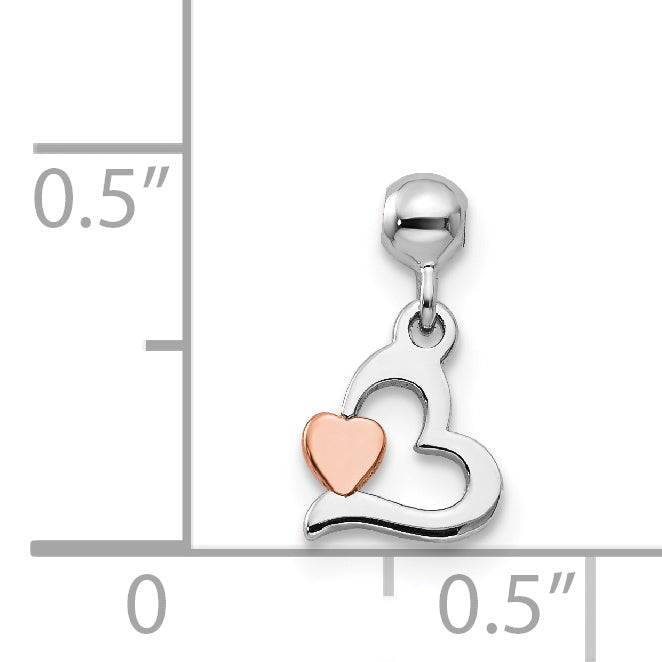 Sterlingsilber Mio Memento Rhodiniert Roséfarben Hängend Herz Charm