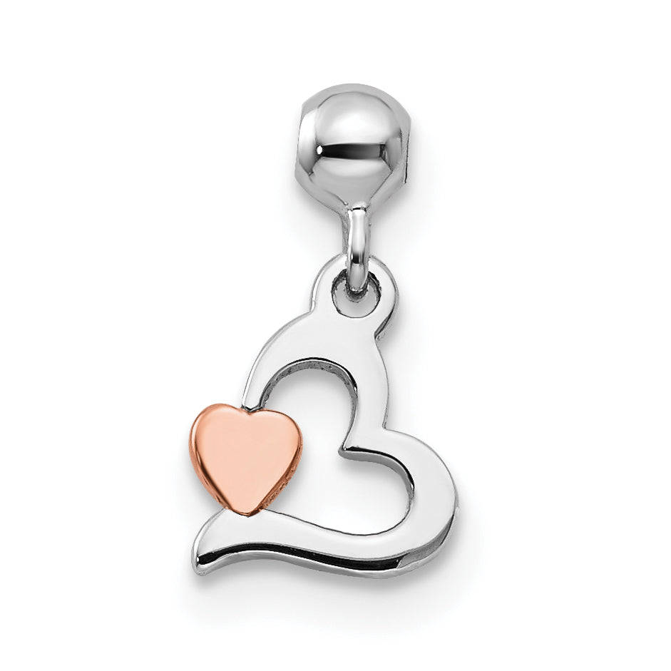 Sterlingsilber Mio Memento Rhodiniert Roséfarben Hängend Herz Charm