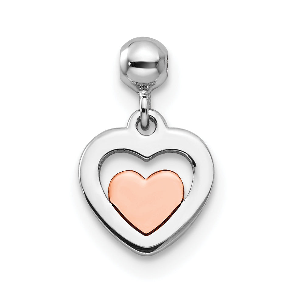 Sterlingsilber Mio Memento Rhodiniert Roséfarben Hängend Herz Charm