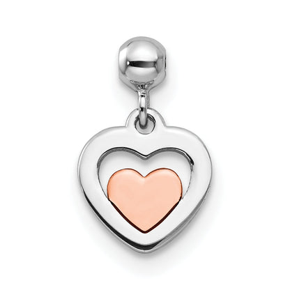Sterlingsilber Mio Memento Rhodiniert Roséfarben Hängend Herz Charm