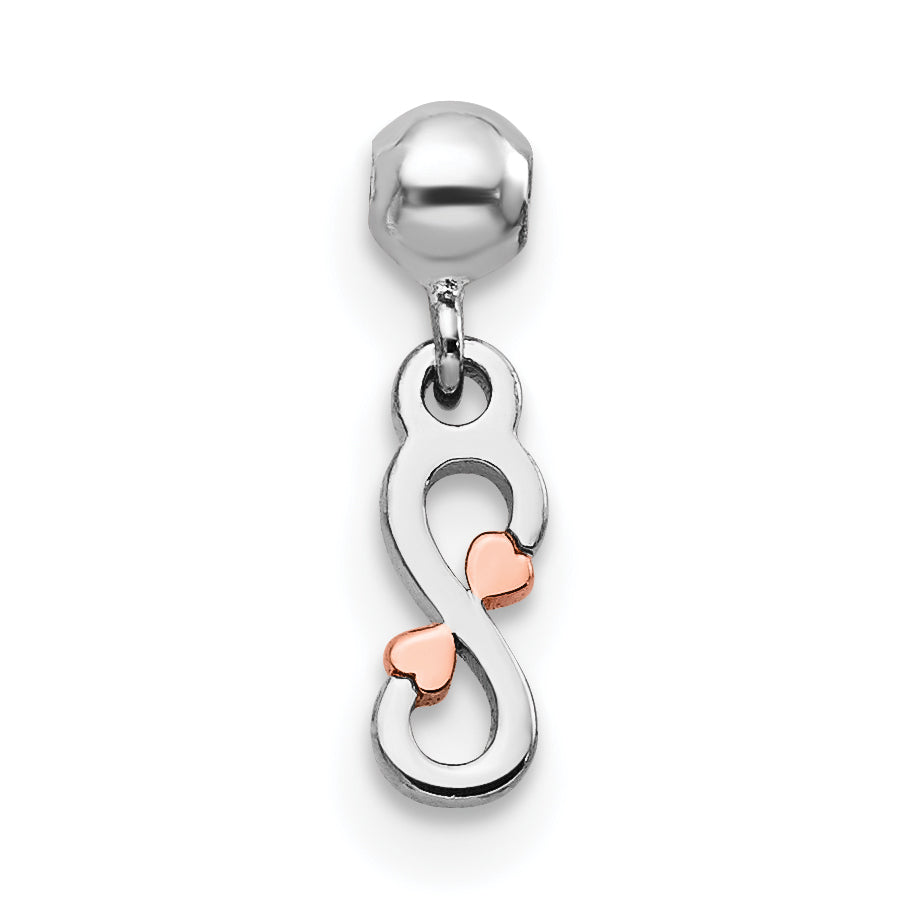 Sterlingsilber Mio Memento Rhodiniert Roséfarben Hängend Unendlichkeit Charm