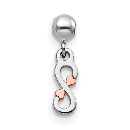 Sterlingsilber Mio Memento Rhodiniert Roséfarben Hängend Unendlichkeit Charm
