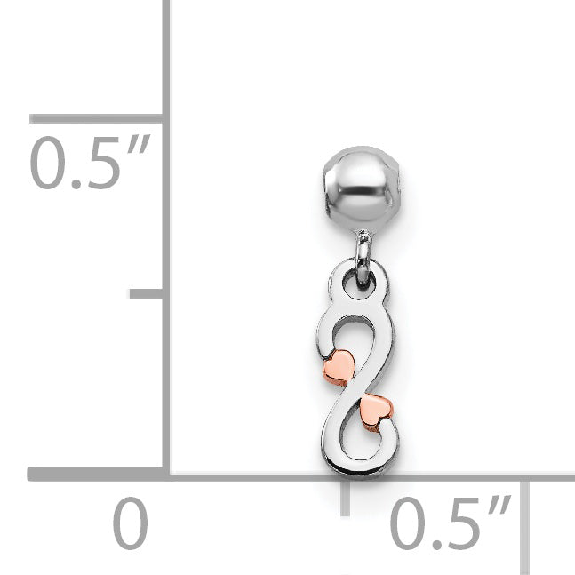 Sterlingsilber Mio Memento Rhodiniert Roséfarben Hängend Unendlichkeit Charm