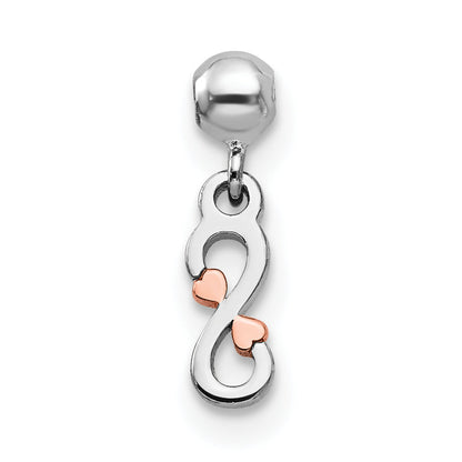 Sterlingsilber Mio Memento Rhodiniert Roséfarben Hängend Unendlichkeit Charm