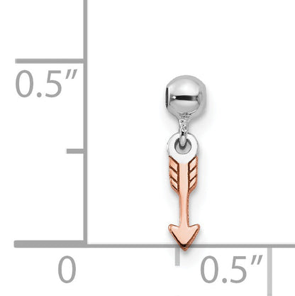 Sterlingsilber Mio Memento Rhodiniert Roséfarben Hängend Pfeil Charm