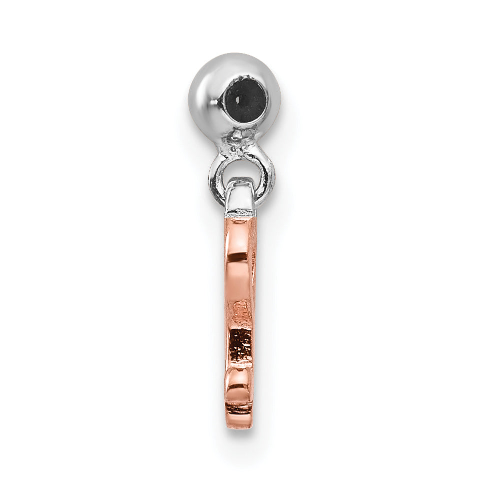 Sterlingsilber Mio Memento Rhodiniert Roséfarben Hängend Herz Key Charm