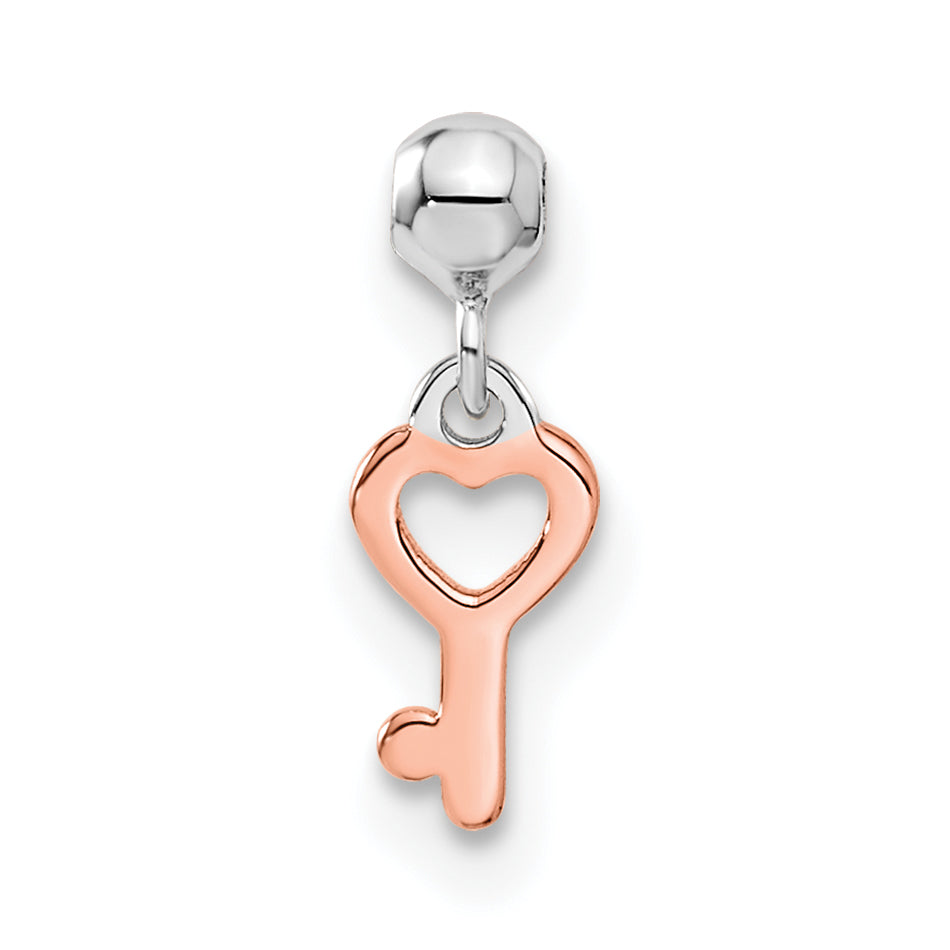 Sterlingsilber Mio Memento Rhodiniert Roséfarben Hängend Herz Key Charm