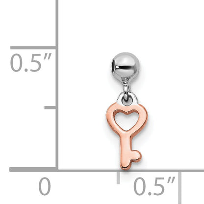Sterlingsilber Mio Memento Rhodiniert Roséfarben Hängend Herz Key Charm