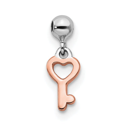 Sterlingsilber Mio Memento Rhodiniert Roséfarben Hängend Herz Key Charm