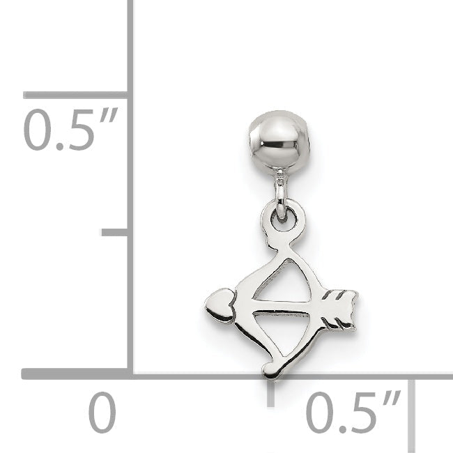 Sterlingsilber Mio Memento Hängend Schleife und Herz Pfeil Charm