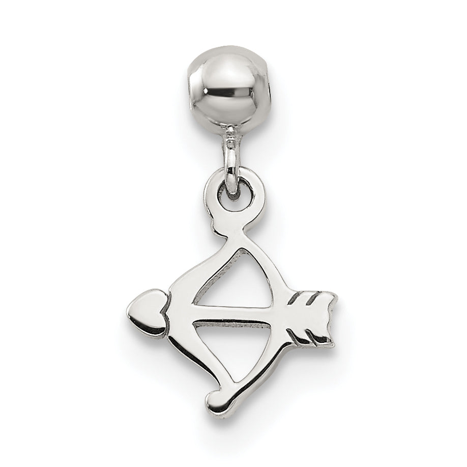 Sterlingsilber Mio Memento Hängend Schleife und Herz Pfeil Charm