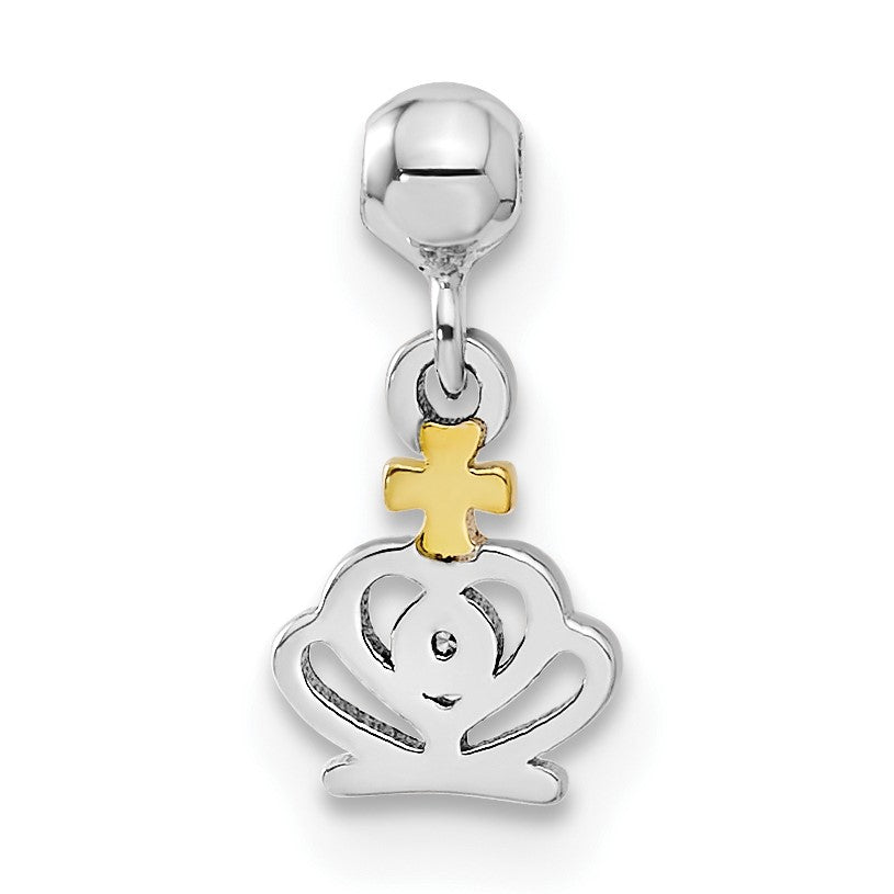 Sterlingsilber Mio Memento Rhodiniert Goldfarben Zirkonia Hängend Krone Charm