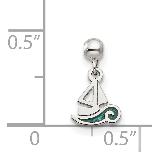 Sterlingsilber Mio Memento Emaille Hängend Boot Charm