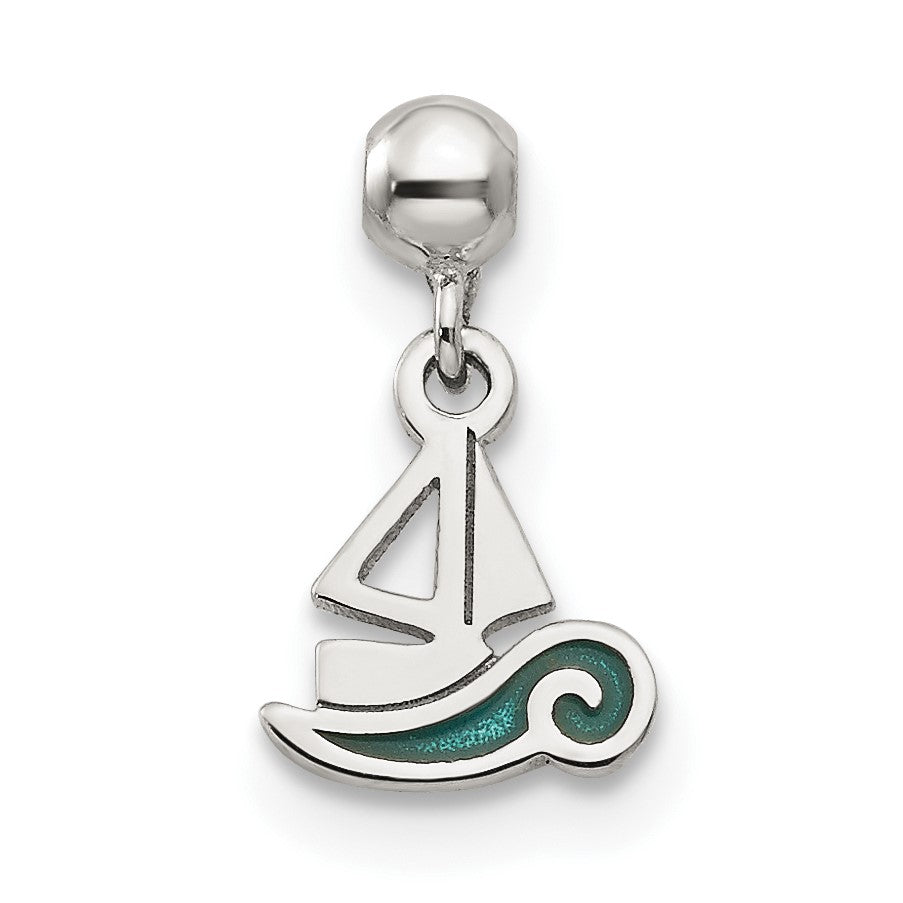 Sterlingsilber Mio Memento Emaille Hängend Boot Charm