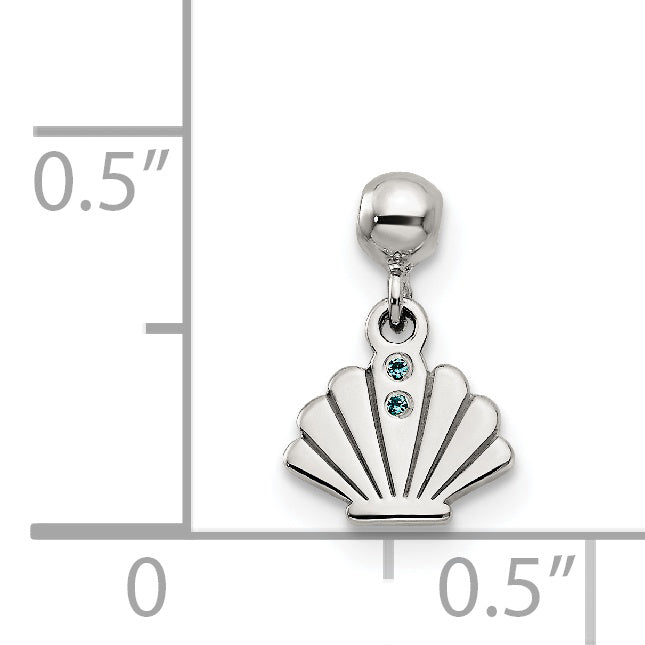 Sterlingsilber Mio Memento Blau Zirkonia Hängend Muschel Charm