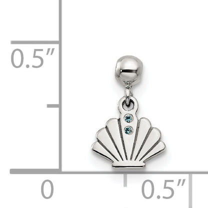 Sterlingsilber Mio Memento Blau Zirkonia Hängend Muschel Charm