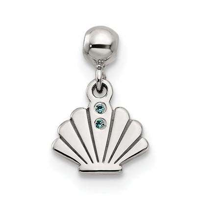 Sterlingsilber Mio Memento Blau Zirkonia Hängend Muschel Charm