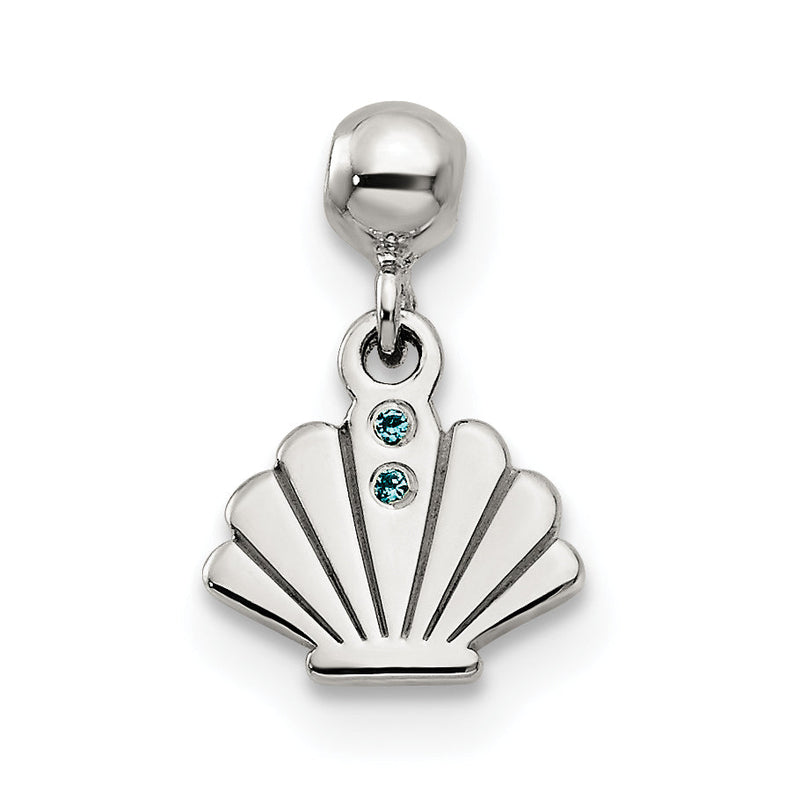 Sterlingsilber Mio Memento Blau Zirkonia Hängend Muschel Charm