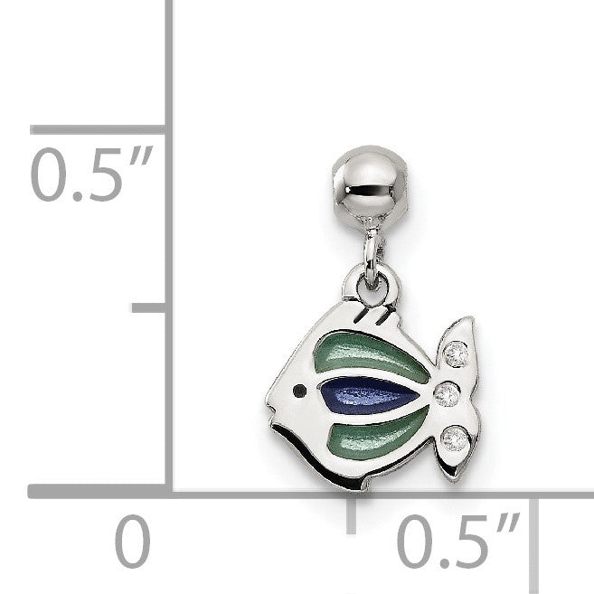 Sterlingsilber Mio Memento Emaille Hängend Fisch Charm