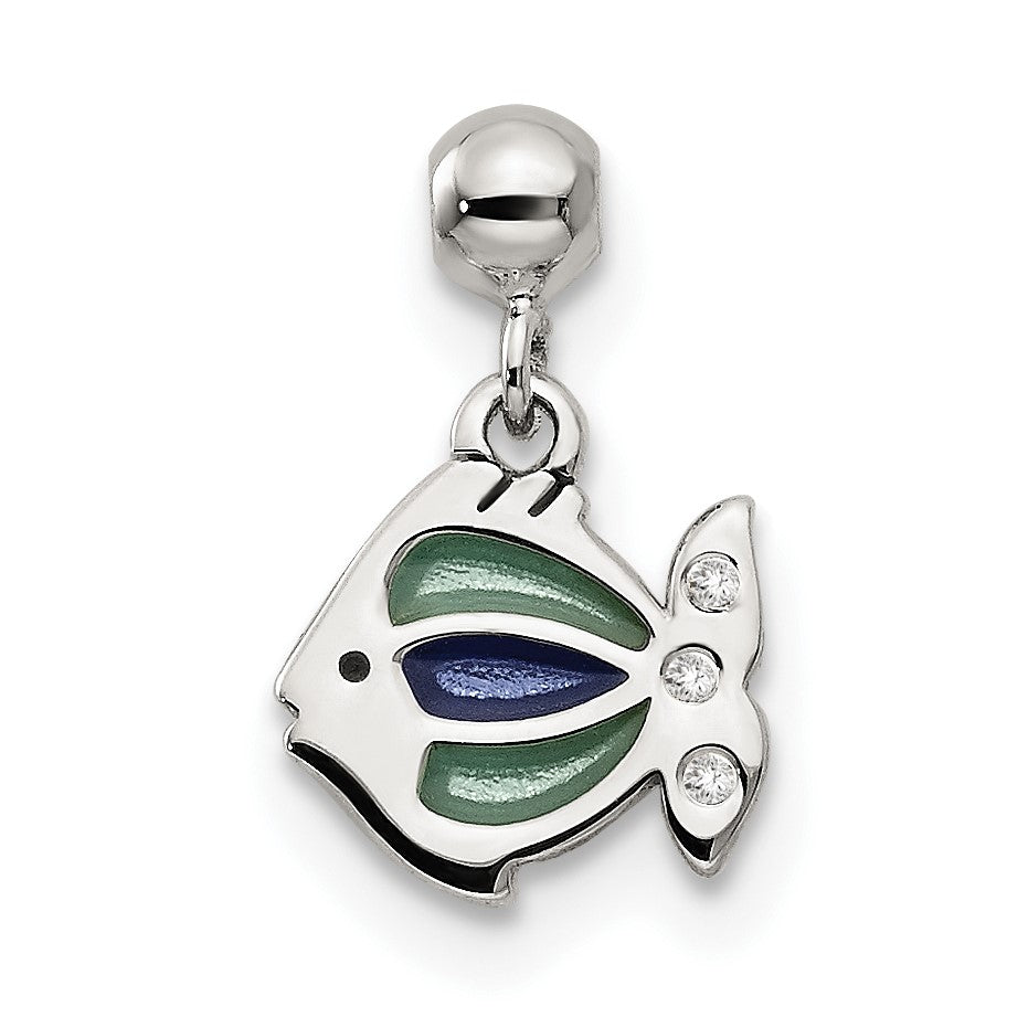 Sterlingsilber Mio Memento Emaille Hängend Fisch Charm