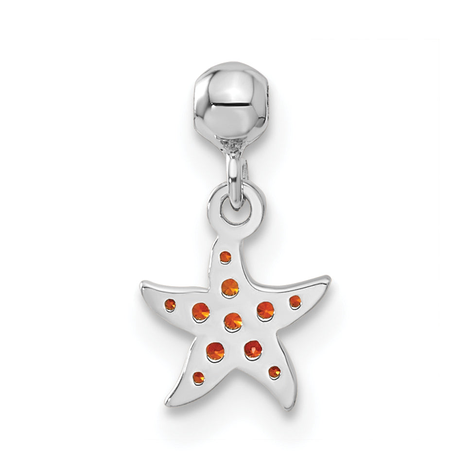 Sterlingsilber Mio Memento Orange Zirkonia Hängend Seestern Charm