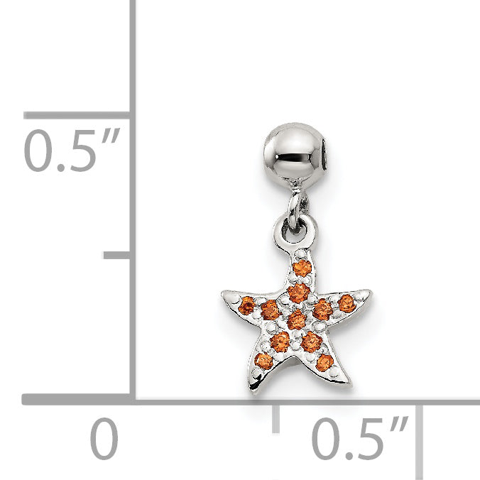 Sterlingsilber Mio Memento Orange Zirkonia Hängend Seestern Charm