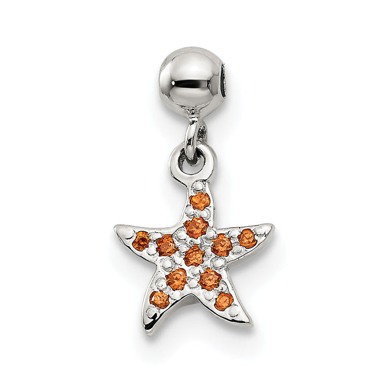 Sterlingsilber Mio Memento Orange Zirkonia Hängend Seestern Charm