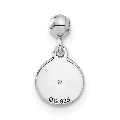 Sterlingsilber Mio Memento Emaille Zirkonia Hängend Kompass Charm