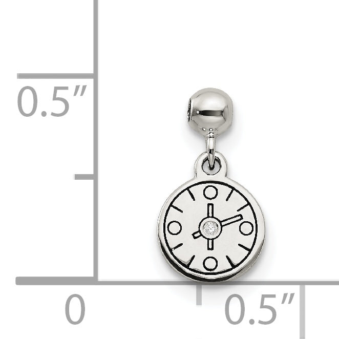 Sterlingsilber Mio Memento Emaille Zirkonia Hängend Kompass Charm