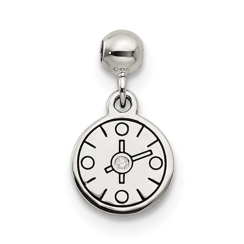 Sterlingsilber Mio Memento Emaille Zirkonia Hängend Kompass Charm
