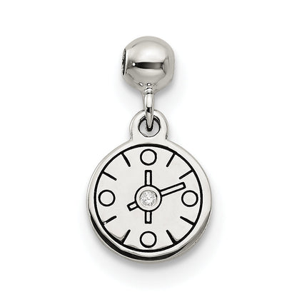 Sterlingsilber Mio Memento Emaille Zirkonia Hängend Kompass Charm