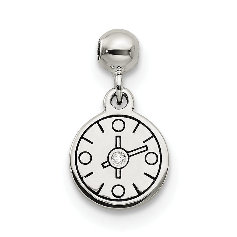 Sterlingsilber Mio Memento Emaille Zirkonia Hängend Kompass Charm